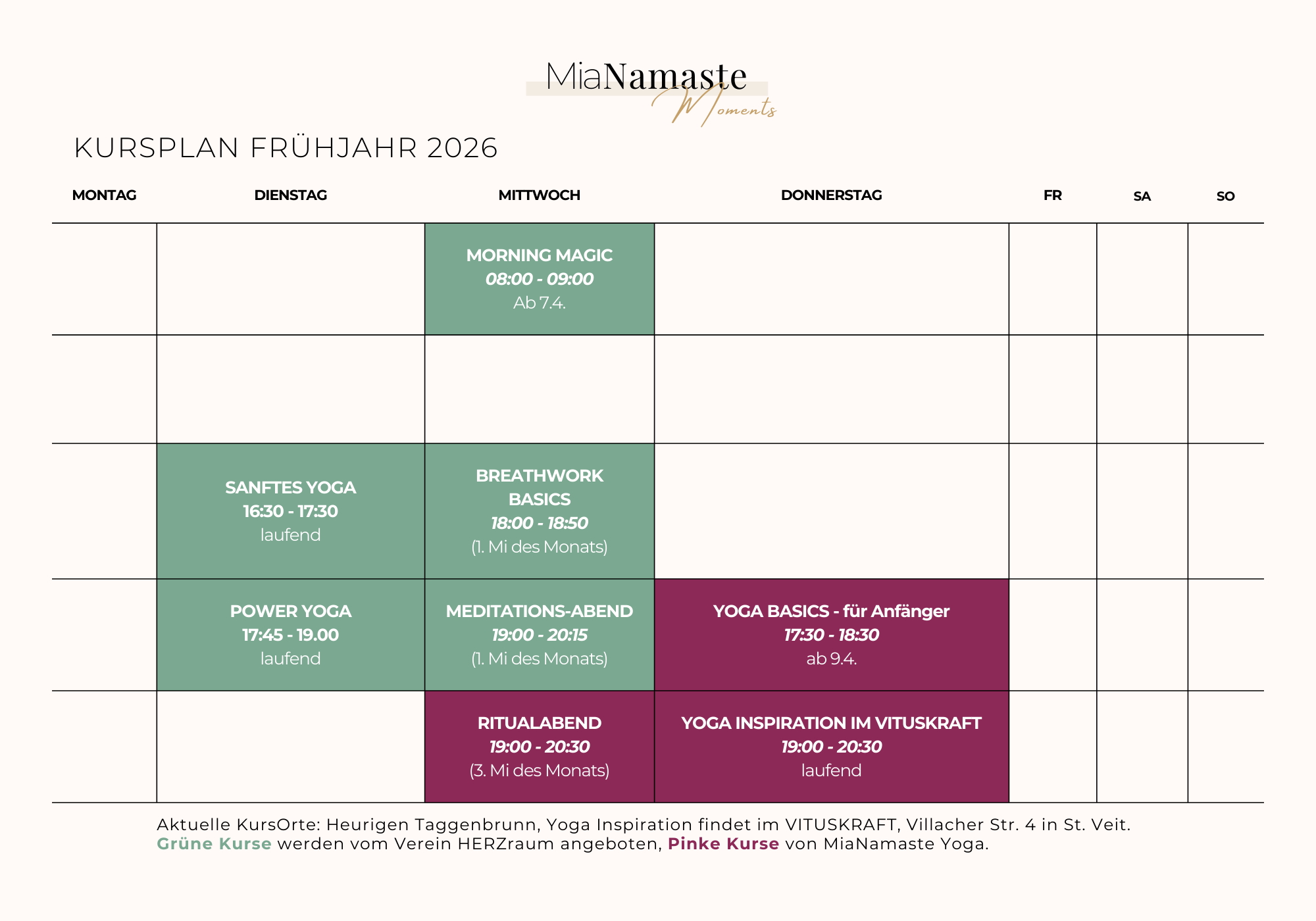 Kursplan-Yoga-Meditation-MiaNamaste-St.Veit an der Glan