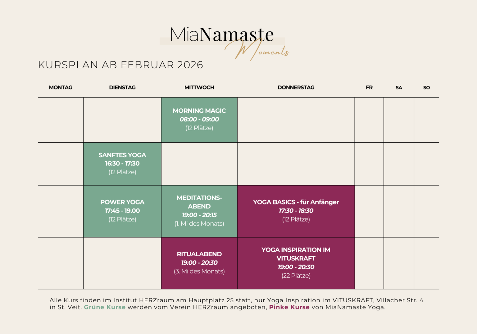 Kursplan-Yoga-Meditation-MiaNamaste-St.Veit an der Glan